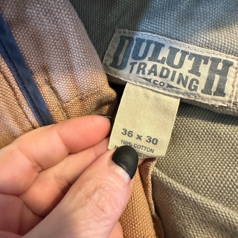 Duluth Trading Co. Cotton Pants in Tan and Blue
